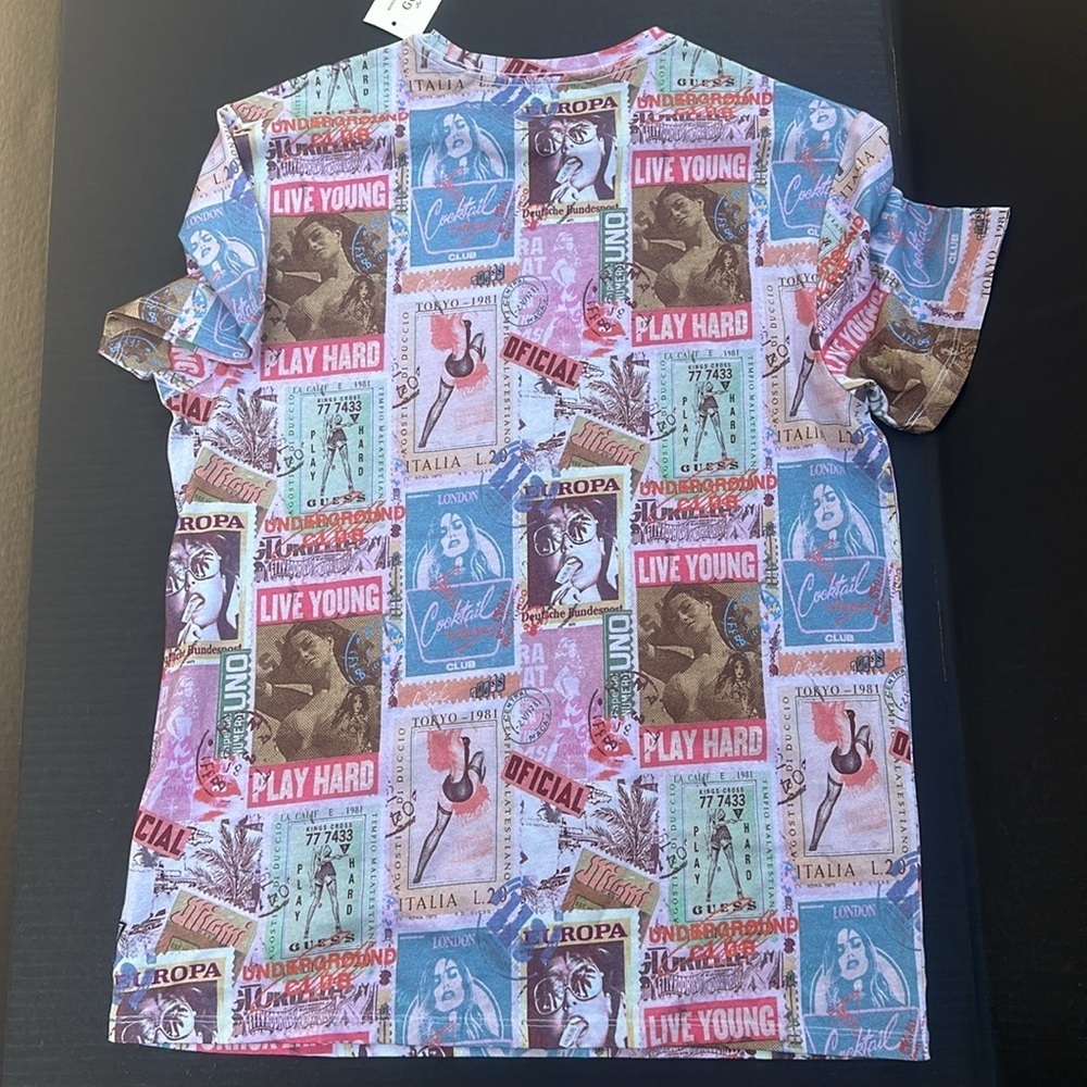 New GUESS Men's Global Postcard Graphic Crewneck T-Shirt SZ M - Picture 5 of 8